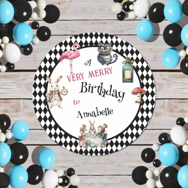 Whimsical Wonderland Birthday Party Classic Round Sticker (Creator Uploaded)