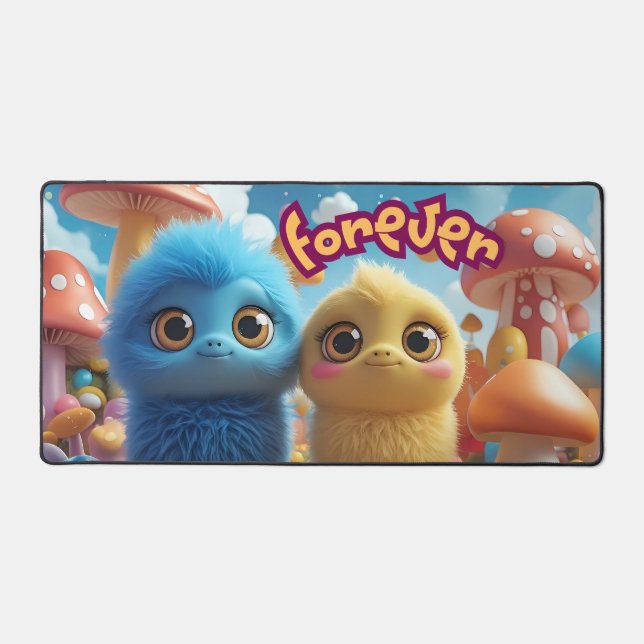 "Whimsical Wonderland – Cute Fantasy Creatures Des Desk Mat (Front)