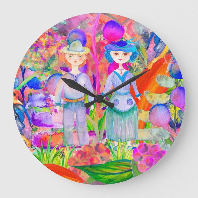 WHIMSICAL WONDERLAND GARDEN LARGE CLOCK (Front)