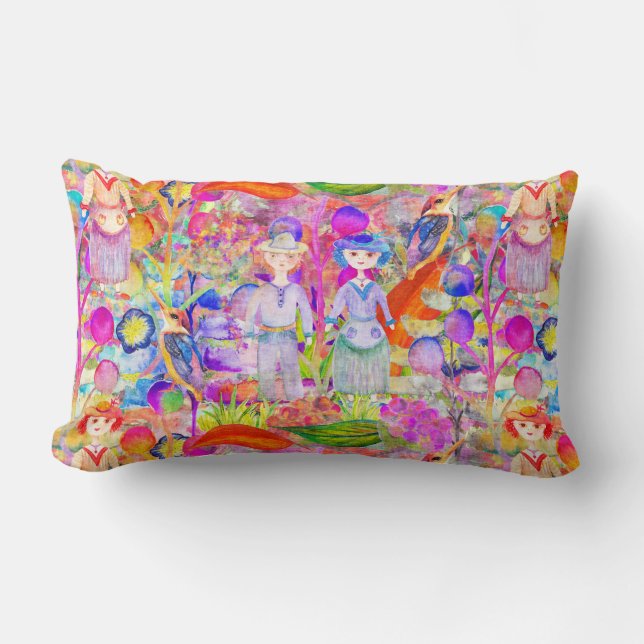 WHIMSICAL WONDERLAND GARDEN LUMBAR CUSHION (Front)