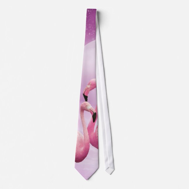 Whimsical Wonderland Pink Flamingos Tie (Front)
