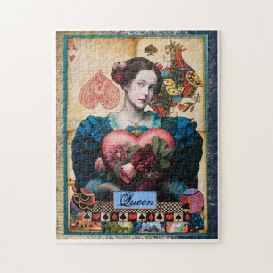 Whimsical Wonderland: Queen of Hearts Collage Jigsaw Puzzle