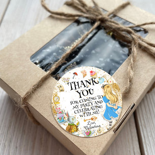 Whimsical Wonderland Tea Party Alice Thank You Classic Round Sticker