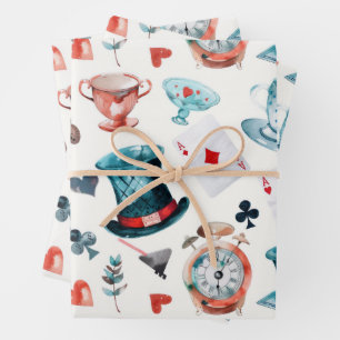 Whimsical Wonderland Tea Party Pattern Wrapping Paper Sheet