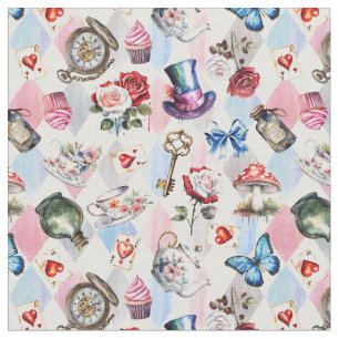 Whimsical Wonderland Watercolor Victorian Pattern Fabric