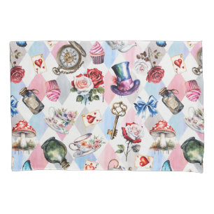Whimsical Wonderland Watercolor Victorian Pattern Pillowcase