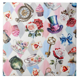 Whimsical Wonderland Watercolor Victorian Pattern Tile