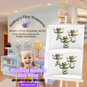 Whimsical Wonders ABC Frogs Baby Pillow