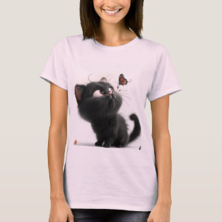 "Whimsical Wonders: Baby Cat and Butterfly Ballet" T-Shirt