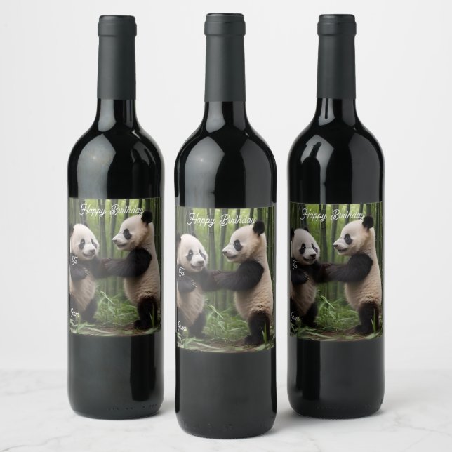 Whimsical Wonders: Baby Pandas Play in Forest Wine Label (Bottles)