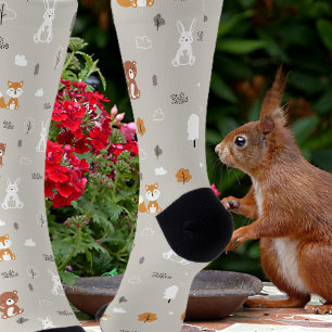 Whimsical Woodland Animal Pattern Socks