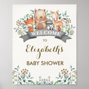 Whimsical Woodland Animals Baby Shower Welcome Poster