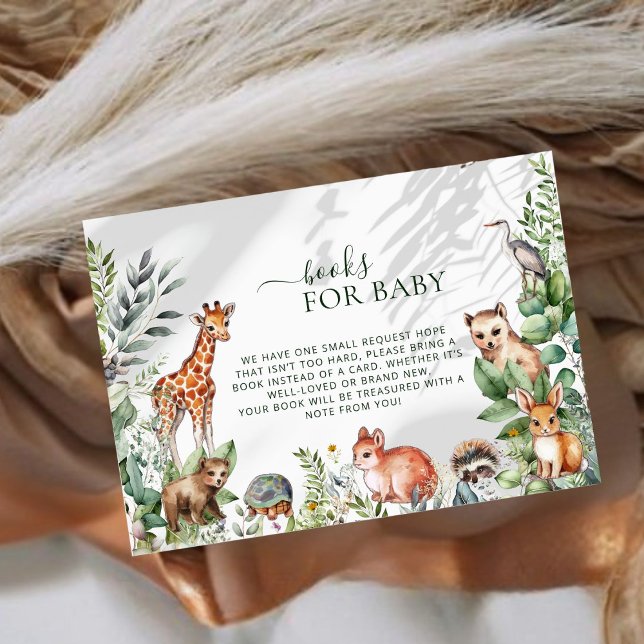 Whimsical Woodland Animals Books for Baby Shower Enclosure Card (Creator Uploaded)