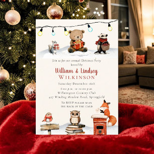 Whimsical Woodland Animals Christmas Party  Invitation
