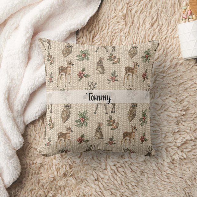 Whimsical Woodland Animals Custom Name  Cushion (Blanket)