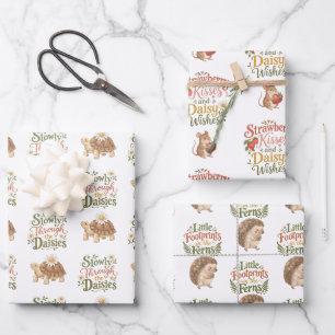 Whimsical Woodland Animals Cute Nature Quotes Wrapping Paper Sheet