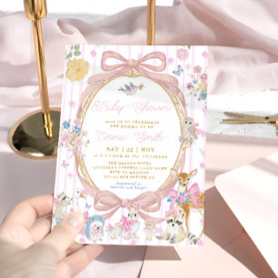 Whimsical Woodland Animals Girl Baby Shower Invitation