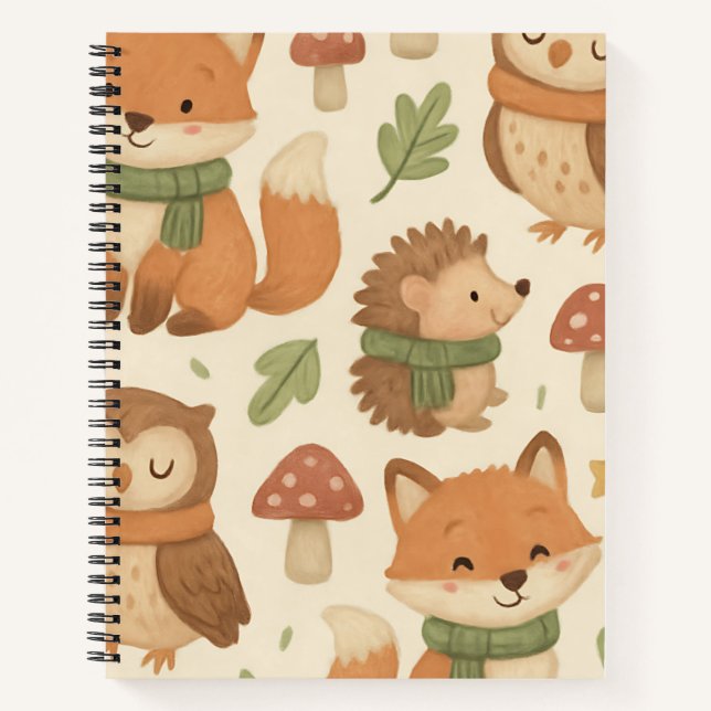 Whimsical Woodland Animals Pattern Notebook (Front)