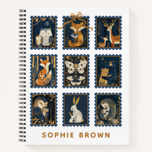 Whimsical Woodland Animals Stamp Pack with Name  Notebook