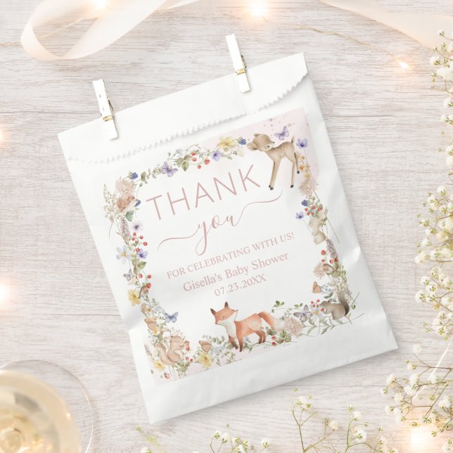 Whimsical Woodland Animals Wildflower Baby Shower  Favour Bags (Clipped)