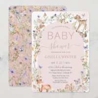 Whimsical Woodland Animals Wildflower Baby Shower