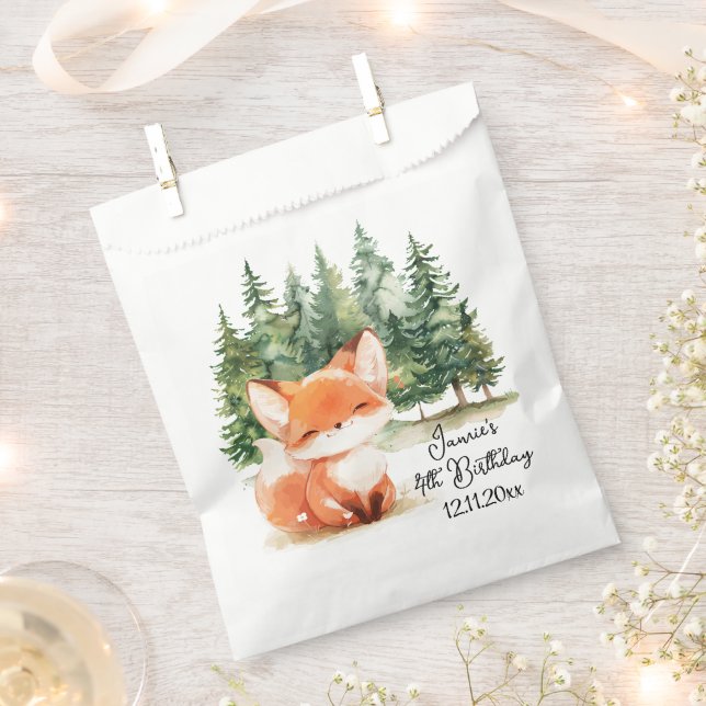 Whimsical Woodland Baby Fox 4th Birthday Favour Bags (Clipped)