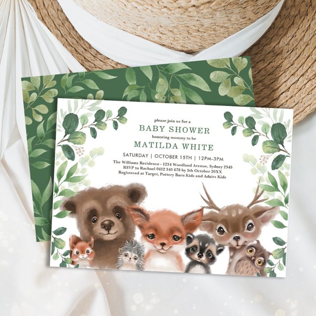 Whimsical Woodland Baby Shower Forest Greenery Invitation (Creator Uploaded)