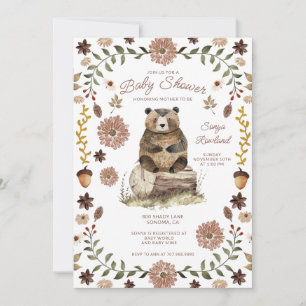 Whimsical Woodland Bear Baby Shower Invitation
