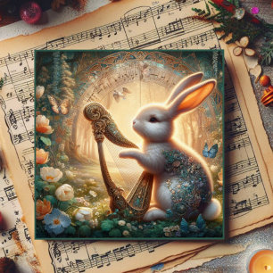 Whimsical Woodland Bunny Musical Easter Holiday Card