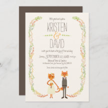 Whimsical Woodland Cat & Fox Couple Wedding