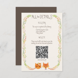 Whimsical Woodland Cat & Fox Rustic Wedding Enclosure Card