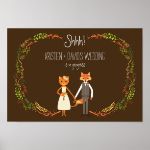 Whimsical Woodland Cat & Fox wedding in Progress Poster