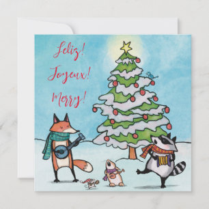Whimsical Woodland Christmas Holiday Greeting Card