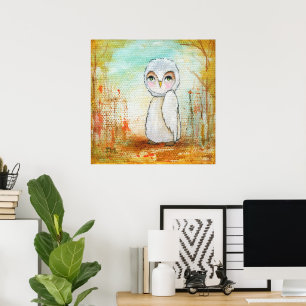 Whimsical Woodland Creature, Owl Art Poster