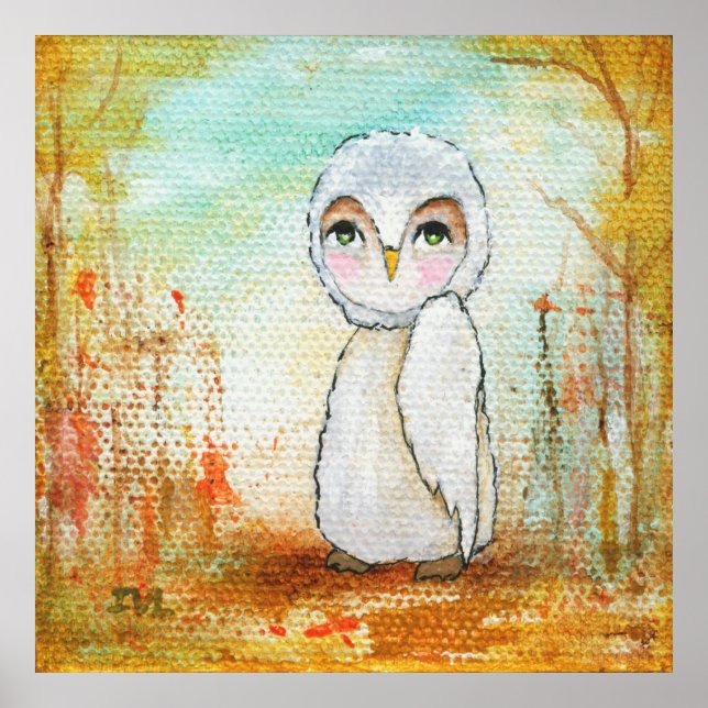 Whimsical Woodland Creature, Owl Art Poster (Front)