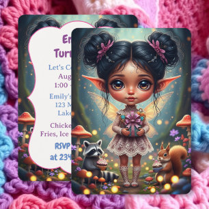Whimsical Woodland Ethnic Fairy Birthday Invitation
