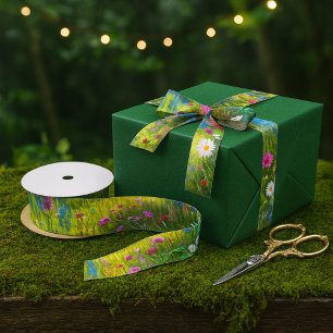 Whimsical Woodland Fairy Wildflower  Satin Ribbon