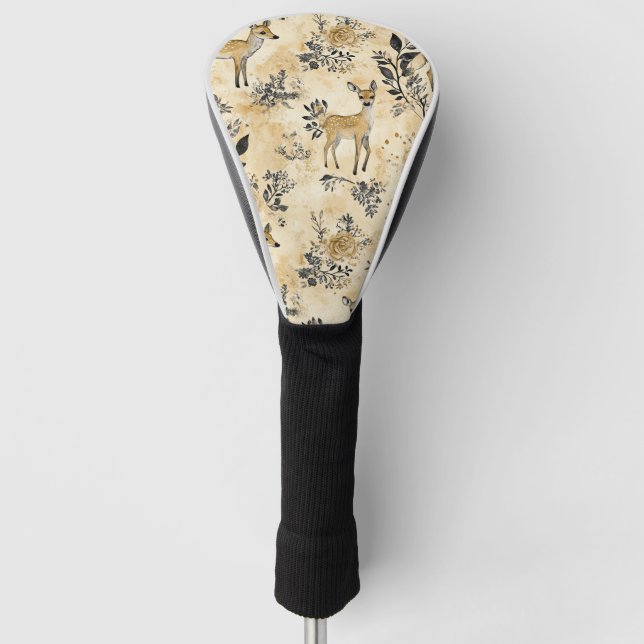 Whimsical Woodland Fawn Pattern Golf Head Cover (Front)