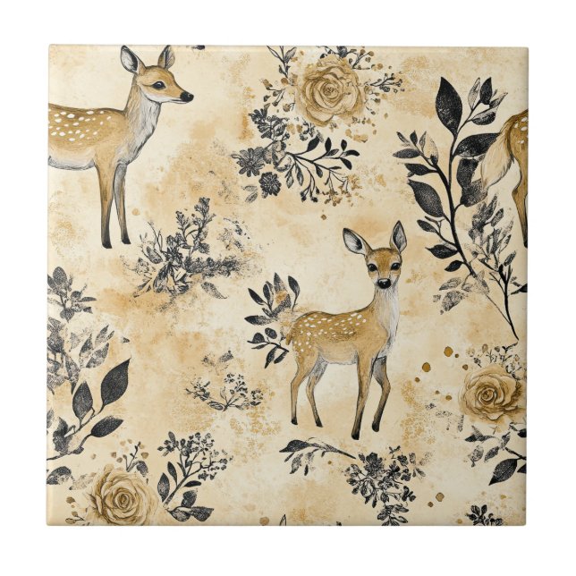 Whimsical Woodland Fawn Pattern Tile (Front)