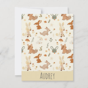 Whimsical Woodland Forest Animals Greenery Pattern Card