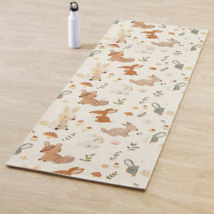 Whimsical Woodland Forest Animals Greenery Pattern Yoga Mat