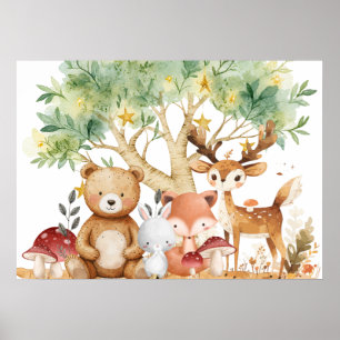 Whimsical Woodland Forest Animals Poster