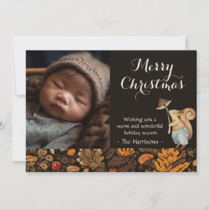 Whimsical Woodland Forest Christmas Photo Holiday Card