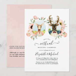 Whimsical Woodland Forest Deer Virtual Wedding Invitation