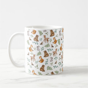 Whimsical Woodland Forest Greenery Animals  Coffee Mug