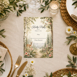 Whimsical Woodland Forest Wedding RSVP Card