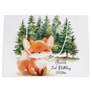 Whimsical Woodland Fox 2nd Birthday Large Gift Bag