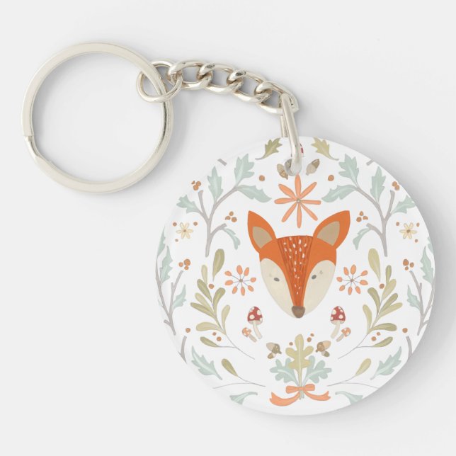 Whimsical Woodland Fox Key Ring (Front)