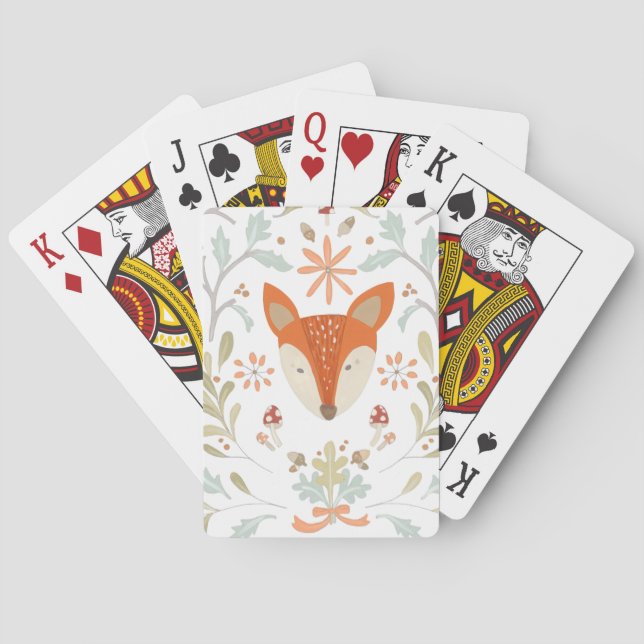 Whimsical Woodland Fox Playing Cards (Back)