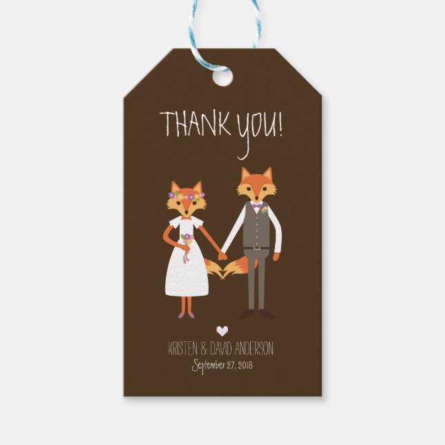 Whimsical Woodland Foxes Wedding Gift Tags (Front)